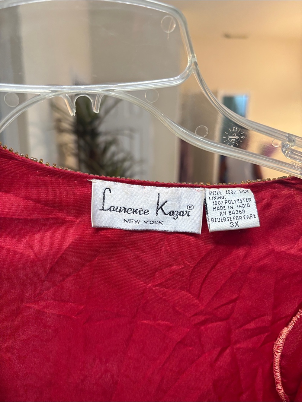 Laurence Kazar Red Silk Evening Top